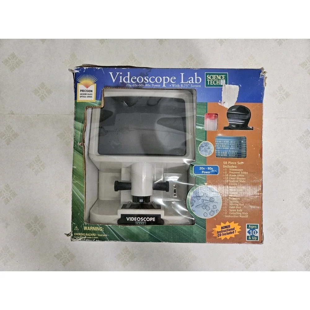 SCIENCE TECH VIDEOSCOPE LAB 36687 WITH 20X-40X 80x POWER PCS 8.75